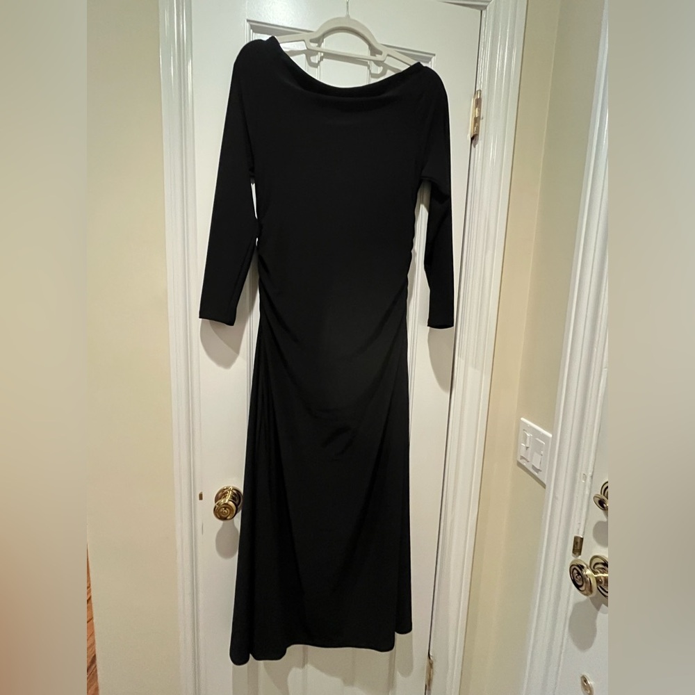 Babaton Flattering V-neck Black Dress with Side Rouching NWT - Picture 2 of 5